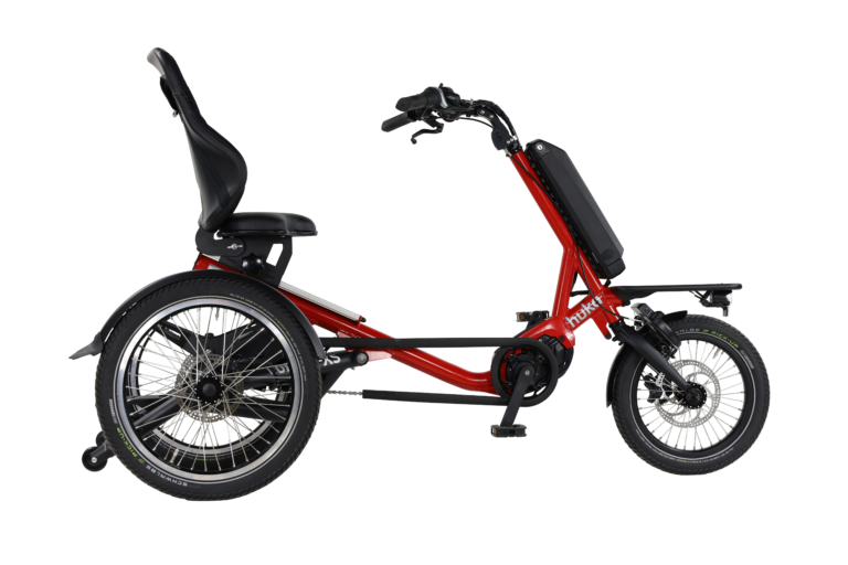 Huka Cortes XS elektrische driewieler met extra lage instap in het rood compact model